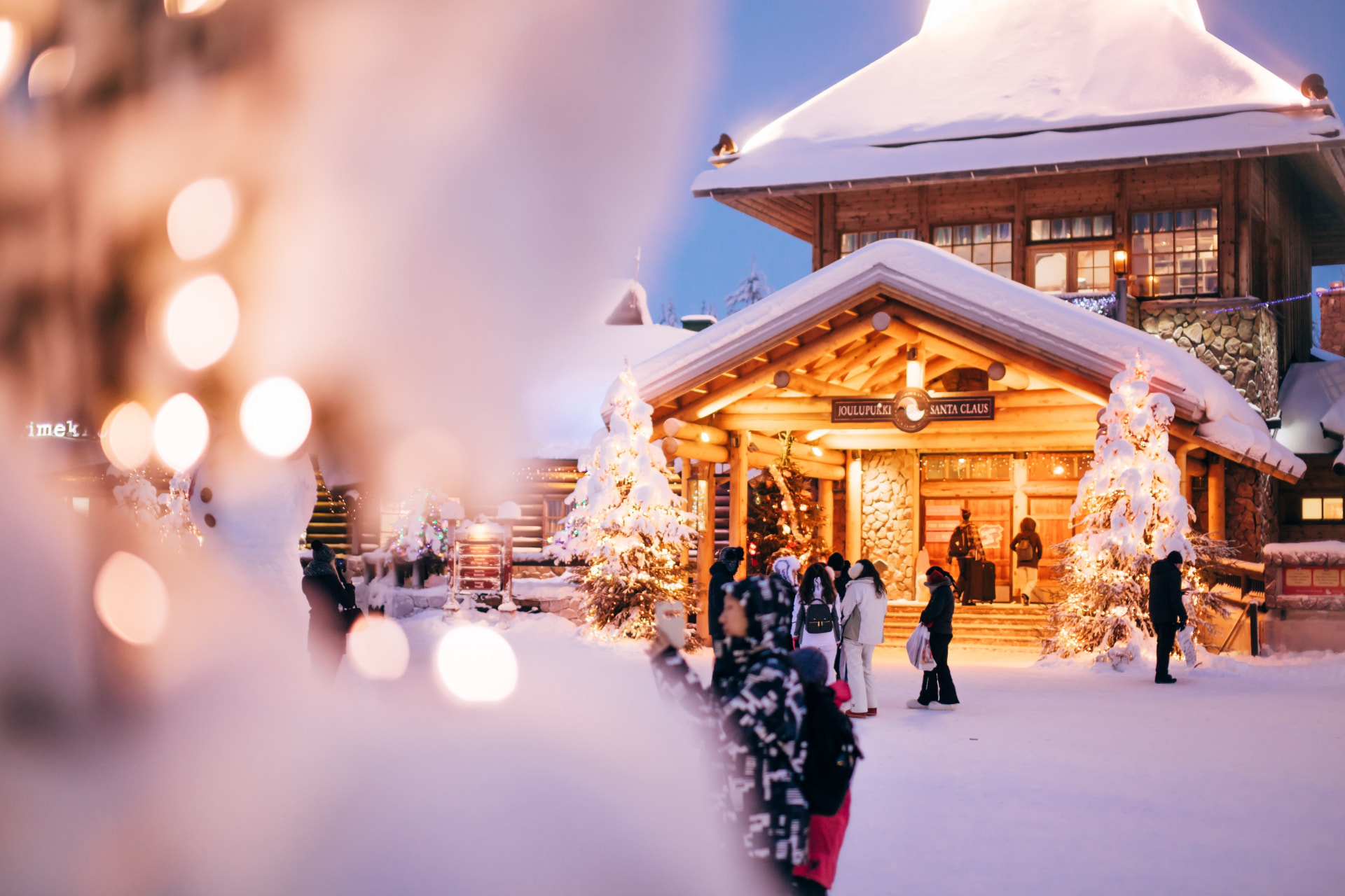 Central plaza of Santa Claus Village in winter