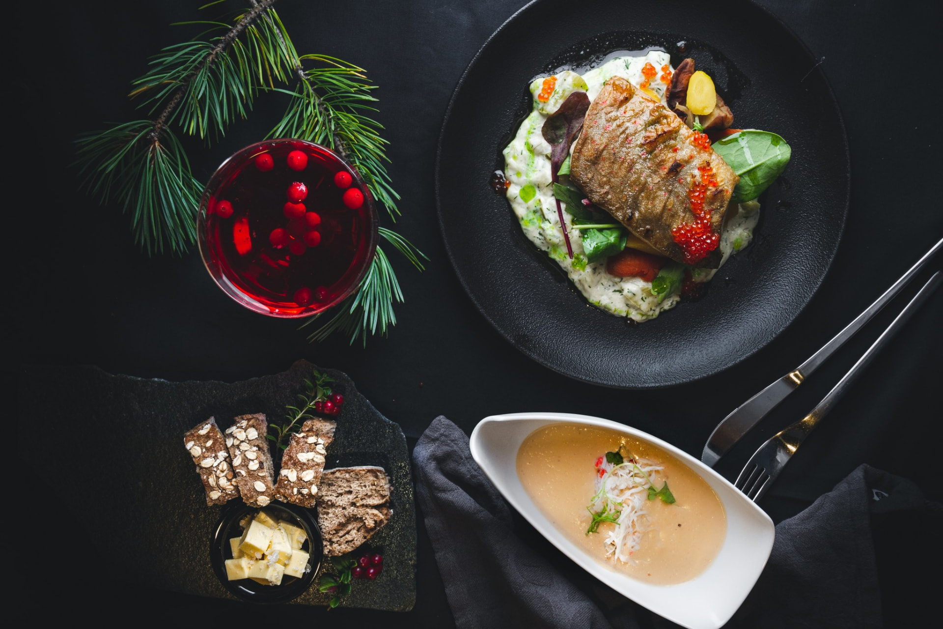 Arctic char with king crab soup